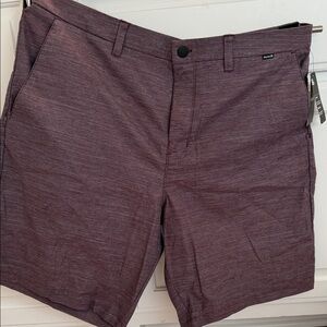 Hurley Men's Burgundy Flat Front Shorts